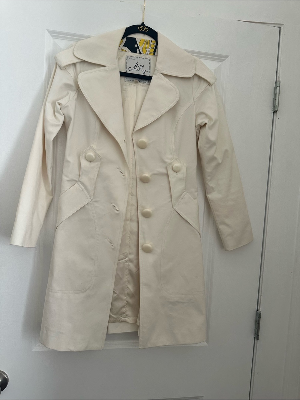 Milly Cream Collar Trench with Printed Lining